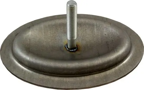 Handlochdeckel aus Metall mit Gewindebolzen in der Mitte. Das Produkt gehört zur Marke Wolf und ist für verschiedene Anwendungen einsetzbar.